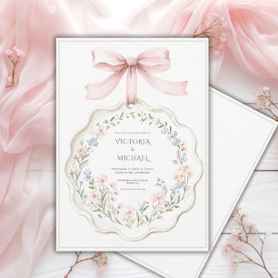 Convites Casamento Floral Elegante Rosa Sage Verde Vintage