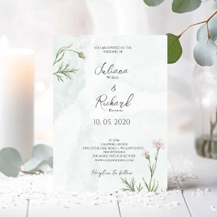 Convites Casamento Floral Elegante Rustic Pink Poppy