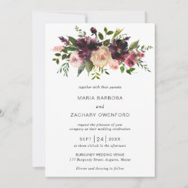 Convites Casamento Floral Elegante Simples De Queda De Burg