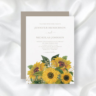 Convites Casamento Floral Elegante Taupe