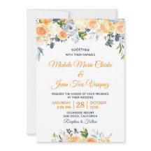 Casamento Floral em Aquarela Azul Naval Coral Pêss