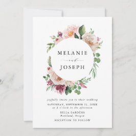 Convites Casamento Floral em Aquarela Boho Blush & Rosa