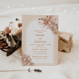 Convites Casamento Floral em Aquarela Boho Terracota