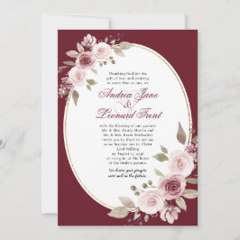 Convites Casamento Floral em Aquarela com Letra Elegante Bu