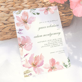 Convites Casamento Floral em Aquarela de Água de Primavera 