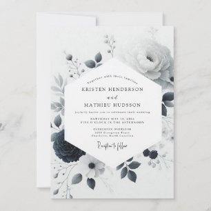 Convites Casamento Floral em Aquarela de Carvão