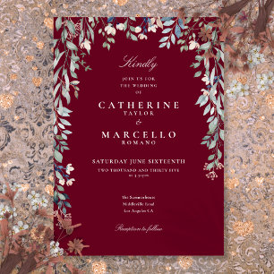 Convites Casamento Floral em Aquarela de Flores Silvestres