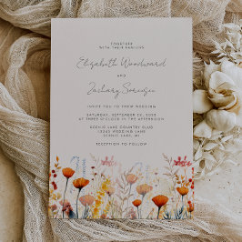 Convites Casamento Floral em Aquarela de Flores Silvestres