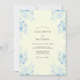 Convites Casamento Floral em Aquarela de Milho Amarelo Clar