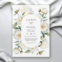 Casamento Floral em Aquarela de Peônias Brancas El
