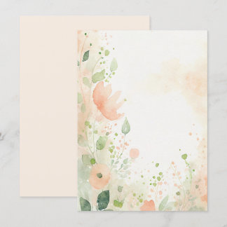 Convites Casamento floral em aquarela laranja e pêssego em