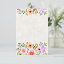 Casamento floral em aquarela laranja e roxo 