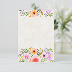 Convites Casamento floral em aquarela laranja e roxo em bra