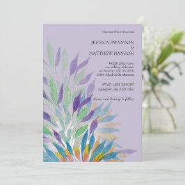 Convites Casamento Floral em Aquarela Lilás Boêmio