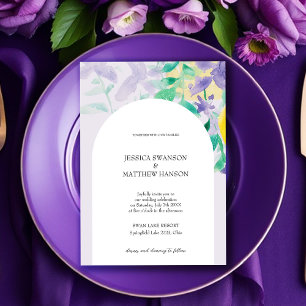 Convites Casamento Floral em Aquarela Lilás Boêmio