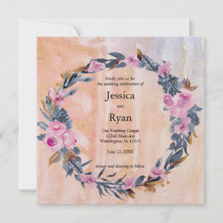 Convites Casamento Floral em Aquarela Moderno
