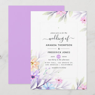 Convites Casamento Floral em Aquarela Pastel