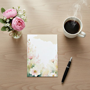 Convites Casamento floral em aquarela rosa claro em branco