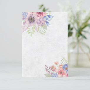 Convites Casamento floral em aquarela rosa e azul claro