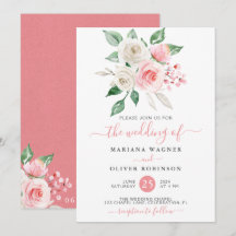 Casamento Floral em Aquarela Rosa Moderno