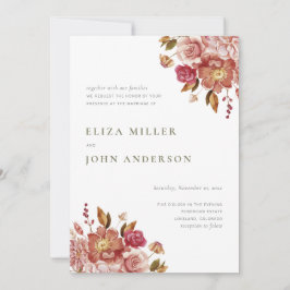 Convites Casamento Floral em Aquarela Rústica Moderna Salvi
