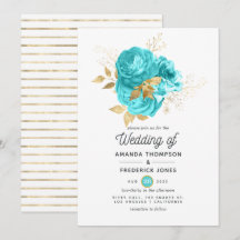 Casamento Floral em Azul Água e Dourado