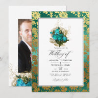 Casamento Floral em Azul Turquesa Vintage - Turque