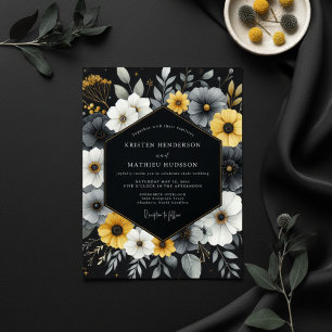 Convites Casamento Floral em Carvão em Flor
