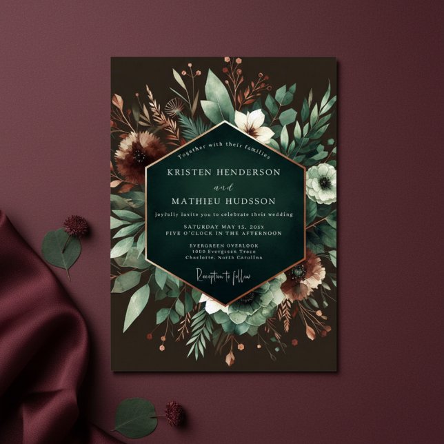 Convites Casamento Floral em Flor de Esmeralda (Criador carregado)