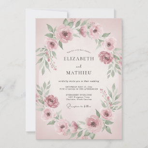 Convites Casamento Floral em Flor de Rosa Empoeirada