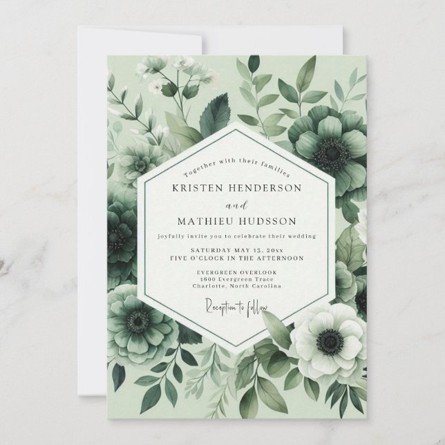 Convites Casamento Floral em Flor de Salvia (Frente)