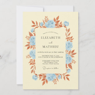 Convites Casamento Floral em Flor Sky Blue