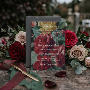 Convites Casamento Floral em Jardim Inglês Escuro e Sombrio