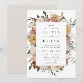 Convites Casamento Floral em Moldura de Jardim Vintage