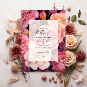 Convites Casamento Floral em Rose Gold e Blush