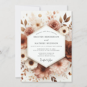 Convites Casamento Floral em Terracota