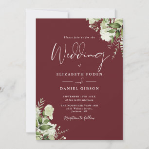 Convites Casamento Floral em Verde com Rosa Madeira QR Code