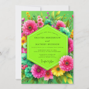 Convites Casamento Floral em Verde Lima