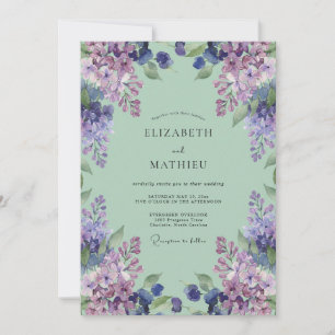 Convites Casamento Floral Enfeitiçante em Verde Menta