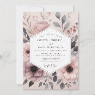 Convites Casamento Floral Envolto em Névoa Lilás
