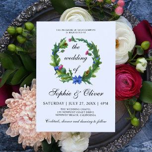 Convites Casamento Floral Escocês Elegante