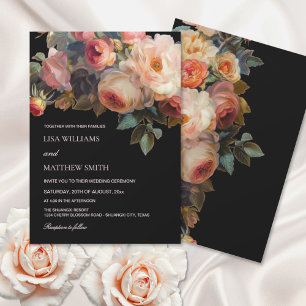 Convites Casamento Floral Escuro Flor de Rosa