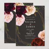 Casamento Floral Escuro Moderno Marrom e Dourado R