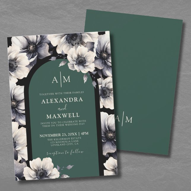 Convites Casamento Floral Esmeralda Verde (Emerald Green Floral Wedding Invitation)
