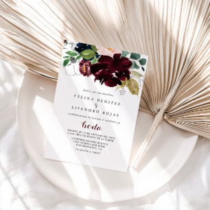 Convites Casamento Floral Espanhol Colorido de Luxury Boho