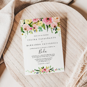 Convites Casamento Floral Espanhol de Autumn Colorful