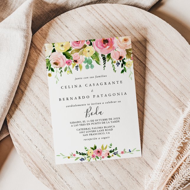 Convites Casamento Floral Espanhol de Autumn Colorful (Criador carregado)