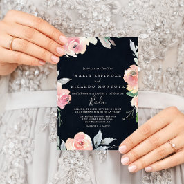 Convites Casamento Floral Espanhol de Blush Rosa Elegante C