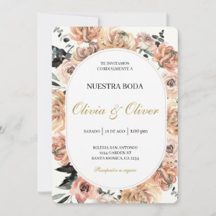 Convites Casamento floral espanhol no outono