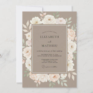 Convites Casamento Floral Etéreo Bege Romance